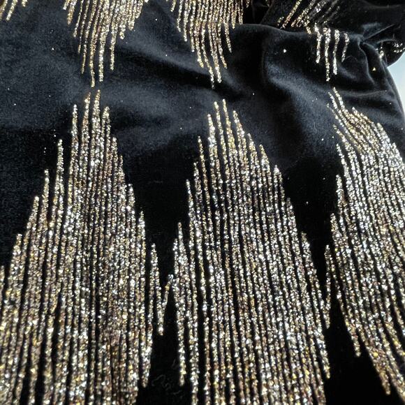 Vintage After Dark Black Velvet Glitter Argyle Cropped Dressy Evening Jacket 10 - Picture 8 of 10